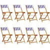 vidaXL Chaises de jardin pliantes lot de 8 tissu et bois massif