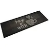 vidaXL Tapis de cuisine lavable imprimé tasse noir 60x180 cm velours