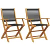 vidaXL Chaises de jardin pliantes lot de 4 noir bois d'acacia massif