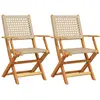 vidaXL Chaises de jardin pliantes lot de 4 beige rotin et bois massif