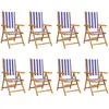 vidaXL Chaises inclinables de jardin lot de 8 tissu et bois massif