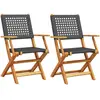 vidaXL Chaises de jardin pliantes lot de 4 noir poly rotin bois massif