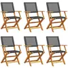 vidaXL Chaises de jardin pliantes lot de 6 noir poly rotin bois massif