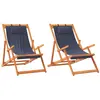 vidaXL Chaises de plage pliables lot de 2 bleu tissu