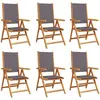 vidaXL Chaises inclinables de jardin lot de 8 tissu et bois massif