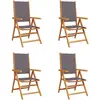 vidaXL Chaises inclinables de jardin lot de 6 tissu et bois massif