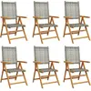 vidaXL Chaises inclinables de jardin lot de 6 gris rotin bois massif