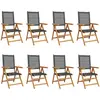 vidaXL Chaises inclinables de jardin lot de 8 noir rotin bois massif