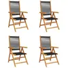 vidaXL Chaises inclinables de jardin lot de 4 noir bois massif acacia
