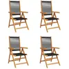 vidaXL Chaises inclinables de jardin lot de 6 noir bois massif acacia
