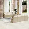 vidaXL Salon de jardin avec coussins 9 pcs beige résine tressée