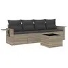 vidaXL Salon de jardin 5 pcs avec coussins gris clair résine tressée