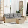 vidaXL Salon de jardin avec coussins 5 pcs beige résine tressée