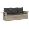 vidaXL Salon de jardin avec coussins 3 pcs gris clair résine tressée