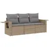 vidaXL Salon de jardin avec coussins 3 pcs beige résine tressée