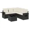 vidaXL Salon de jardin 6 pcs avec coussins noir résine tressée