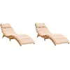 vidaXL Chaises longues avec coussins lot de 2 beige bois massif acacia