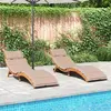 vidaXL Chaises longues avec coussins lot de 2 taupe bois massif acacia
