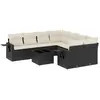 vidaXL Salon de jardin 9 pcs avec coussins noir résine tressée