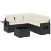 vidaXL Salon de jardin 5 pcs avec coussins noir résine tressée