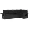 vidaXL Salon de jardin 6 pcs avec coussins noir résine tressée