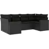 vidaXL Salon de jardin 6 pcs avec coussins noir résine tressée