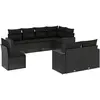 vidaXL Salon de jardin 9 pcs avec coussins noir résine tressée