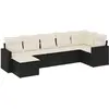 vidaXL Salon de jardin 8 pcs avec coussins noir résine tressée