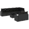 vidaXL Salon de jardin 9 pcs avec coussins noir résine tressée