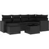 vidaXL Salon de jardin 7 pcs avec coussins noir résine tressée