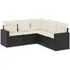 vidaXL Salon de jardin 5 pcs avec coussins noir résine tressée