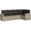 vidaXL Salon de jardin 5 pcs avec coussins gris clair résine tressée