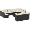 vidaXL Salon de jardin avec coussins 13 pcs noir résine tressée