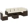 vidaXL Salon de jardin avec coussins 6 pcs marron résine tressée