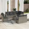 vidaXL Salon de jardin 9 pcs avec coussins gris résine tressée