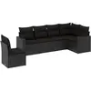 vidaXL Salon de jardin 6 pcs avec coussins noir résine tressée