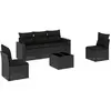 vidaXL Salon de jardin 6 pcs avec coussins noir résine tressée