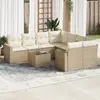 vidaXL Salon de jardin avec coussins 9 pcs beige résine tressée