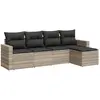 vidaXL Salon de jardin 6 pcs avec coussins gris clair résine tressée