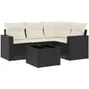 vidaXL Salon de jardin 4 pcs avec coussins noir résine tressée