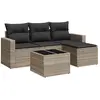 vidaXL Salon de jardin 4 pcs avec coussins gris clair résine tressée
