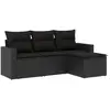 vidaXL Salon de jardin 5 pcs avec coussins noir résine tressée