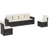 vidaXL Salon de jardin 7 pcs avec coussins noir résine tressée