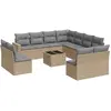 vidaXL Salon de jardin avec coussins 12 pcs beige résine tressée