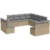 vidaXL Salon de jardin 11 pcs avec coussins beige résine tressée