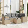 vidaXL Salon de jardin avec coussins 6 pcs beige résine tressée