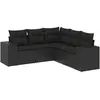 vidaXL Salon de jardin 5 pcs avec coussins noir résine tressée