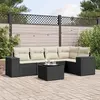 vidaXL Salon de jardin 6 pcs avec coussins noir résine tressée