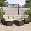 vidaXL - 7-delige - Loungeset - met - kussens - poly - rattan - bruin