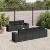vidaXL Salon de jardin 8 pcs avec coussins noir résine tressée